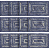 Farmhouse Great Falls Blue Table Placemat, Blue White, Jute Blend, Rectangle, 10x15 Inches, 12 Pack 12 Pack