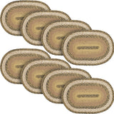Kettle Grove, Dining Table Placemat, Braided Jute, Oval, Tan & Black, 12x18, 8 Pack 8 Pack