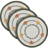 Braided Cotton Pumpkin Bounty Stencil Trivet 8, Set of 3