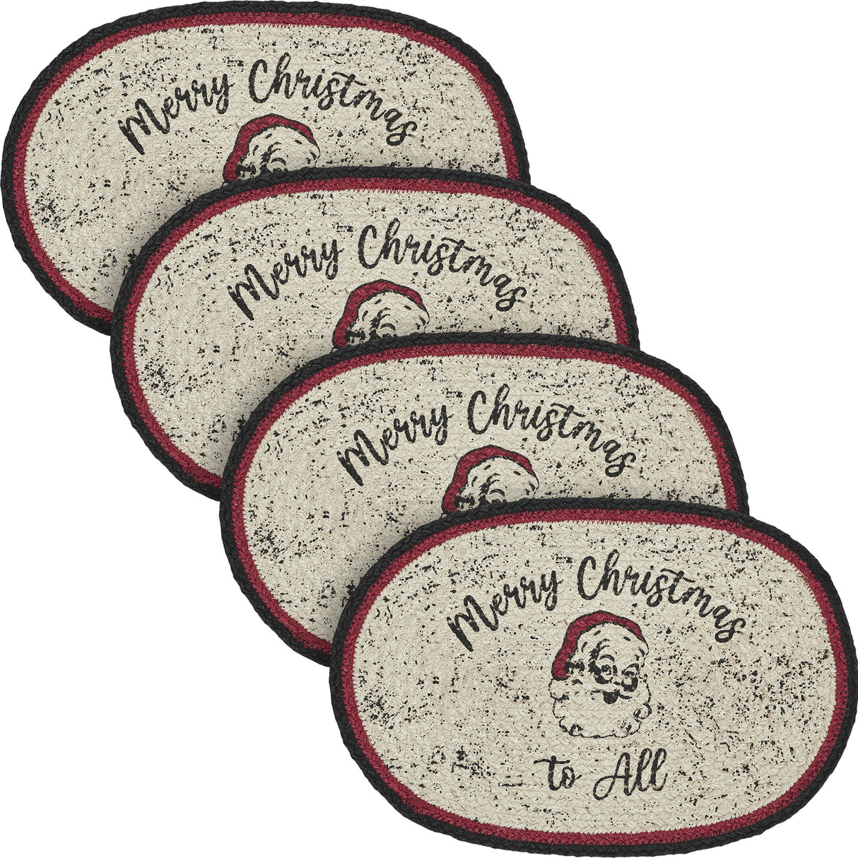 Jolly Ole Santa Jute Oval Placemat 10x15, 4 Pack 4 Pack