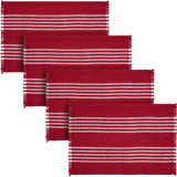 Arendal Red Stripe Placemat Set of 2 Fringed 13x19, 4 Pack