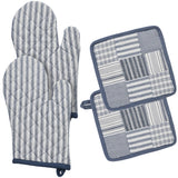 VHC Brands Sawyer Mill Blue 4PC Set 2 Oven Mitts and 2 Pot Holders