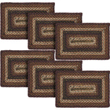 Country Beckham Table Placemat, Red Black Tan, Jute Blend, Rectangle, 12x18 Inches, 6 Pack 6 Pack