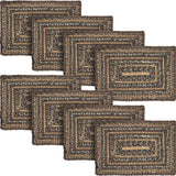 Country Espresso Table Placemat, Brown Black Tan, Jute Blend, Rectangle, 10x15 Inches, 8 Pack 8 Pack