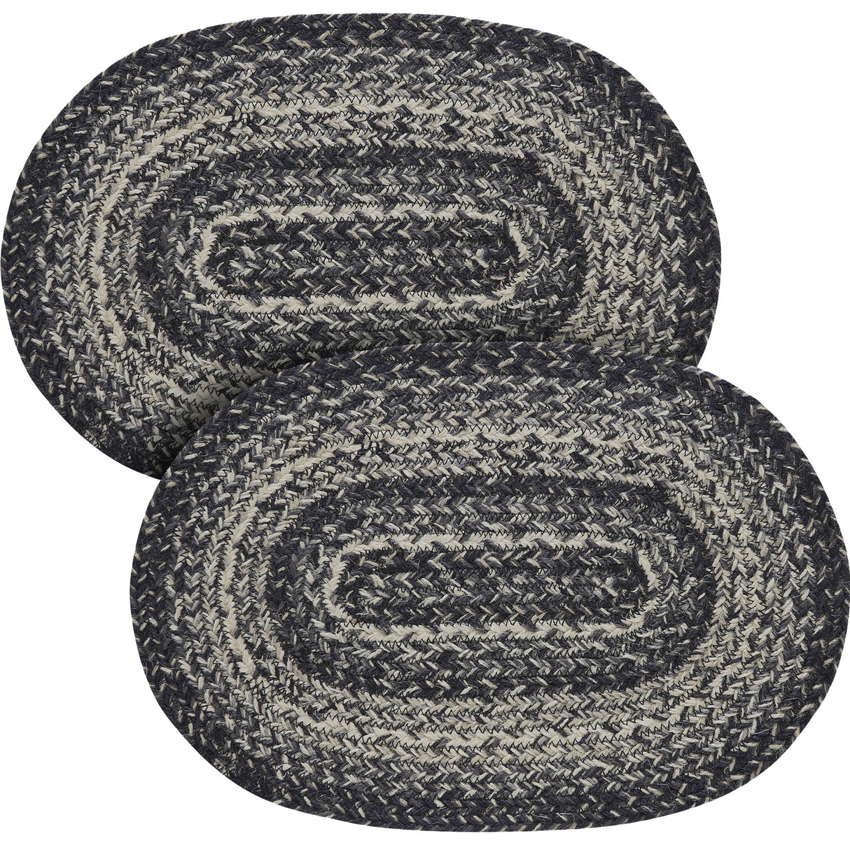 Sawyer Mill Black White Jute Oval Placemat 10x15, 2 Pack