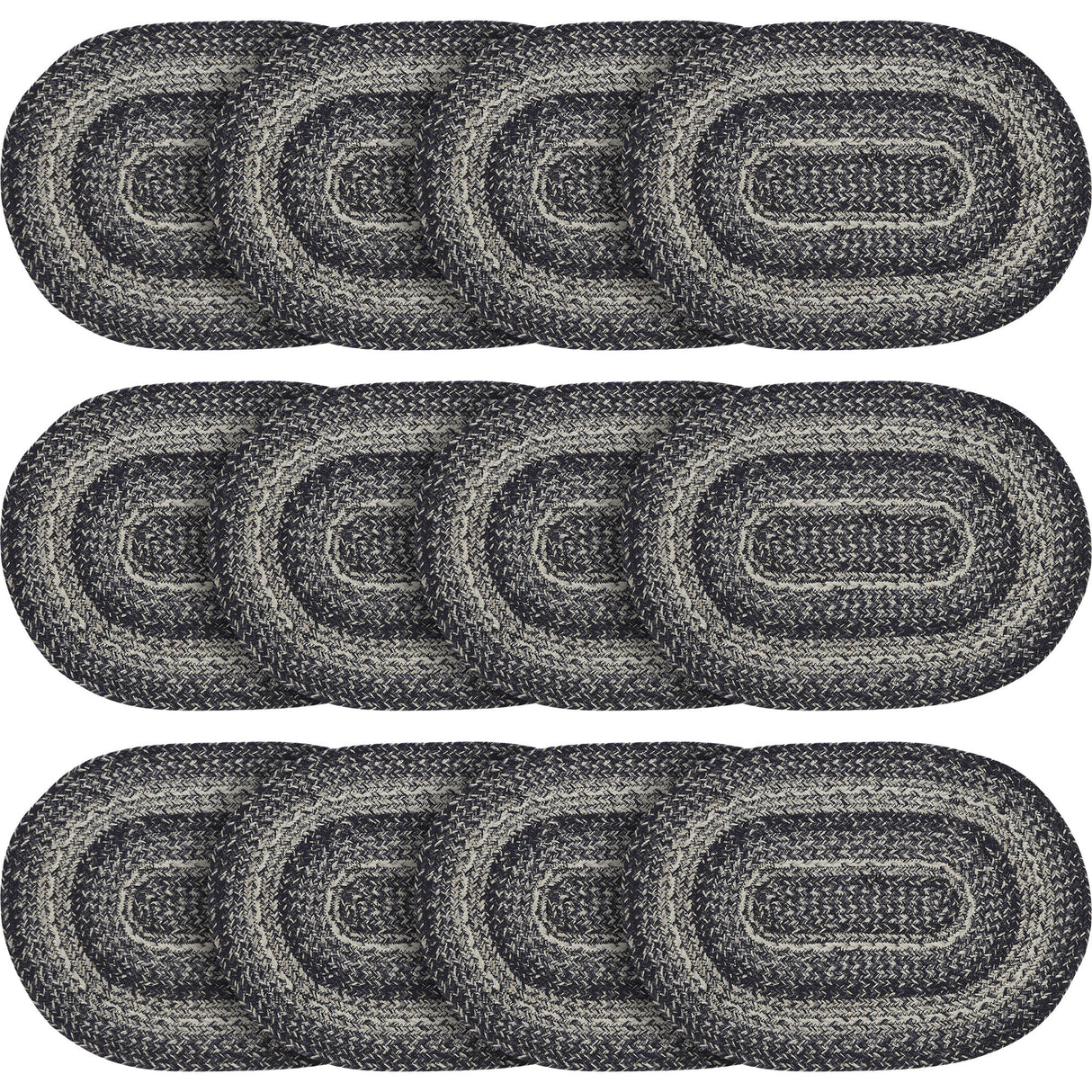 Sawyer Mill Black White Jute Oval Placemat 13x19, 12 Pack 12 Pack