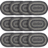 Sawyer Mill Black White Jute Oval Placemat 13x19, 12 Pack 12 Pack