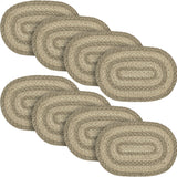 Farmhouse Cobblestone Table Placemat, Tan Grey White, Jute Blend, Oval, 12x18 Inches, 8 Pack 8 Pack