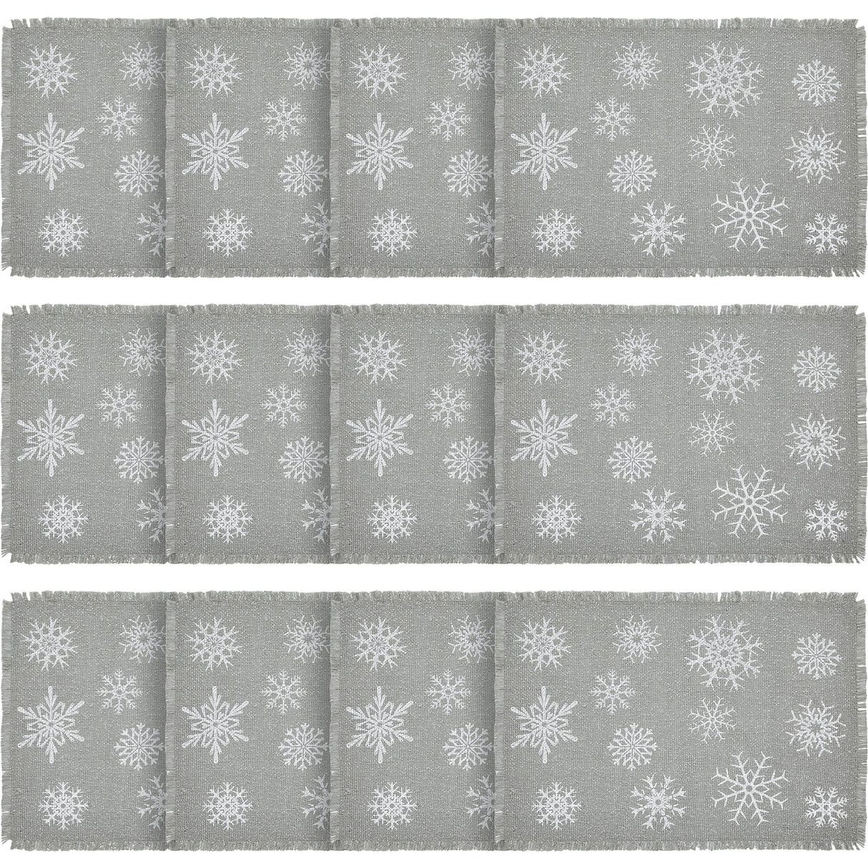 Yuletide Burlap Dove Grey Snowflake Placemat Set of 2 13x19, 6 Pack 12 Pack