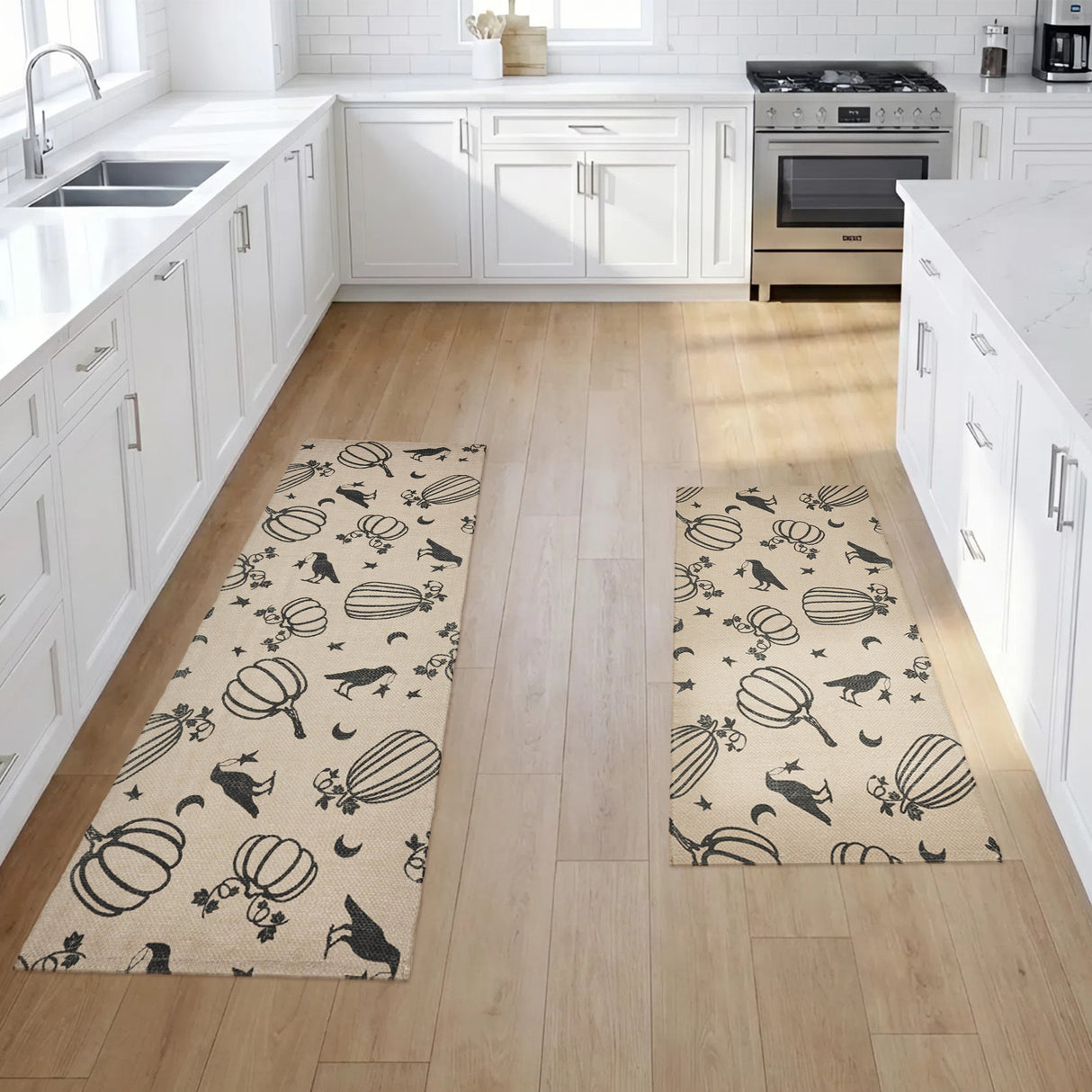 VHC Brands Raven Harvest Natural 2 Piece Rug Set, 17x36 and 17x48