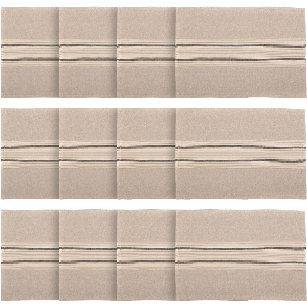 Farmhouse Tabletop & Kitchen-Sawyer Mill Runner, Placemat Set 12x18, Dark Creme Tan, 12 Pack