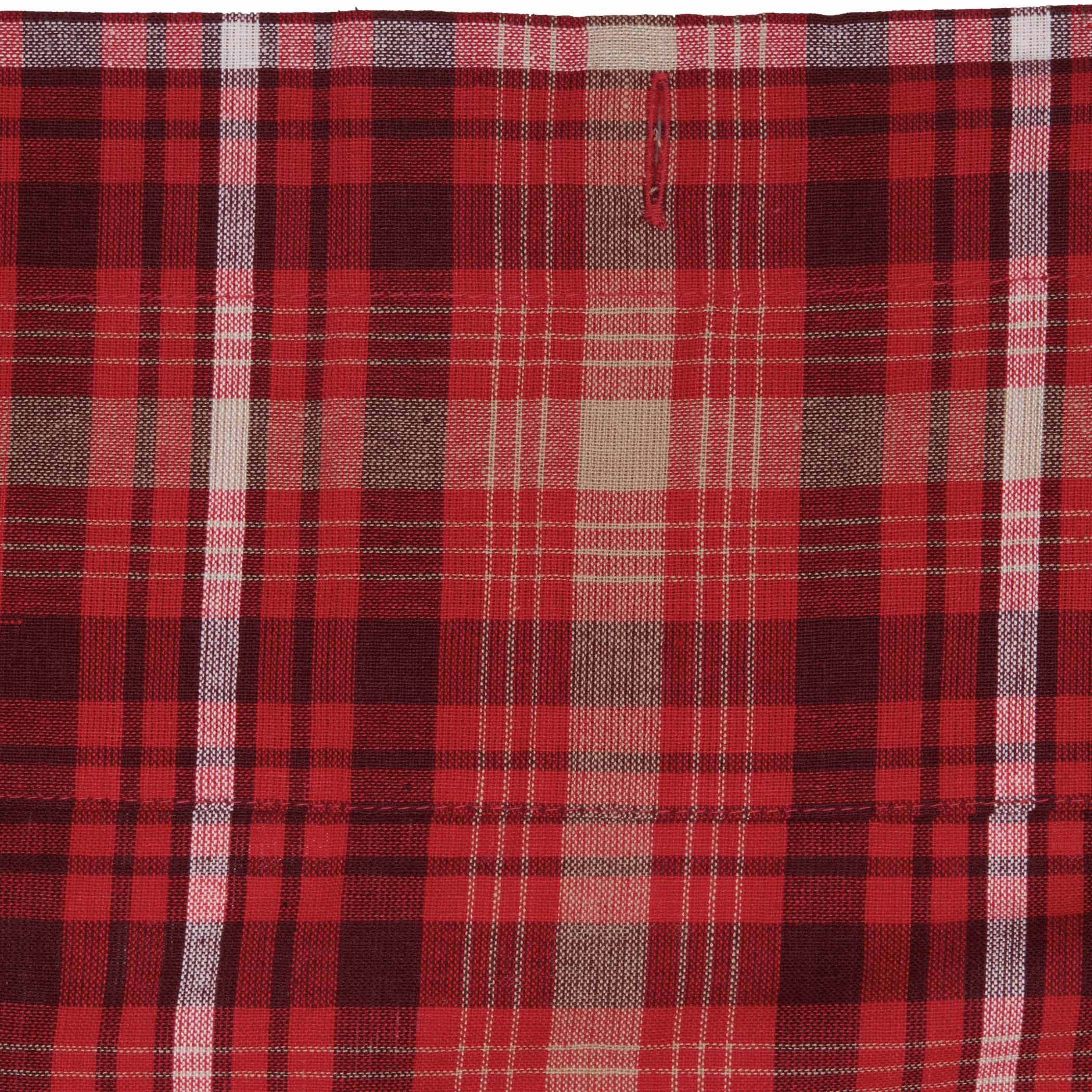 Rustic Shower Curtain 72x72 Braxton Scalloped Plaid Red Tan Black