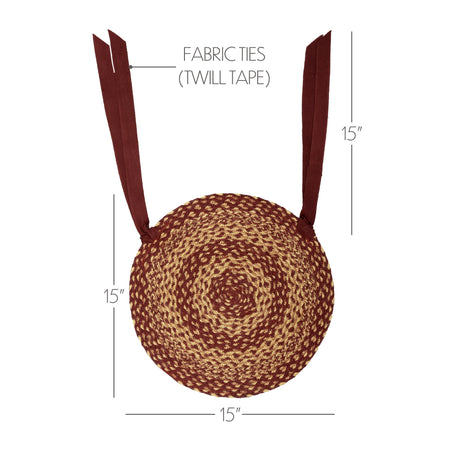 30563-Burgundy-Tan-Jute-Chair-Pad-15-inch-Diameter-Set-of-6-image-1