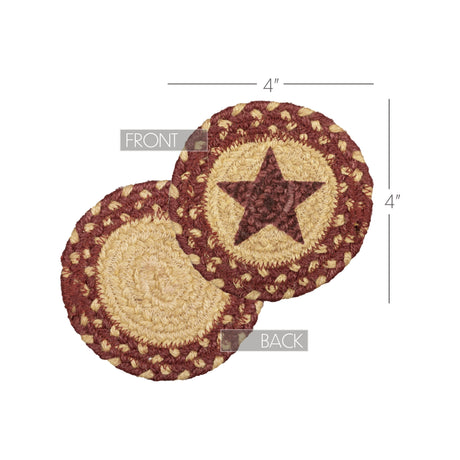 30577-Burgundy-Tan-Jute-Coaster-Stencil-Star-Set-of-6-image-1