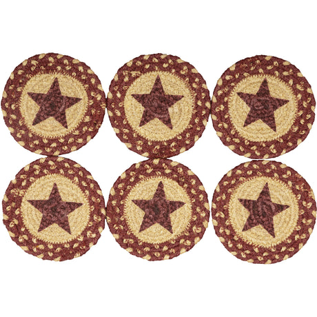 30577-Burgundy-Tan-Jute-Coaster-Stencil-Star-Set-of-6-image-6