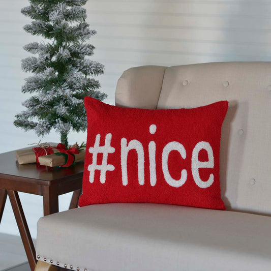 Christmas Throw Pillow 14x18 Nice Appliqued Red White Holiday Decor VHC Brands