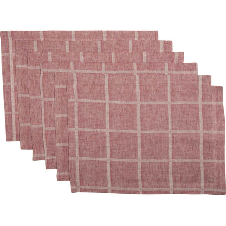 33319-Julie-Red-Plaid-Placemat-Set-of-6-12x18-image-2