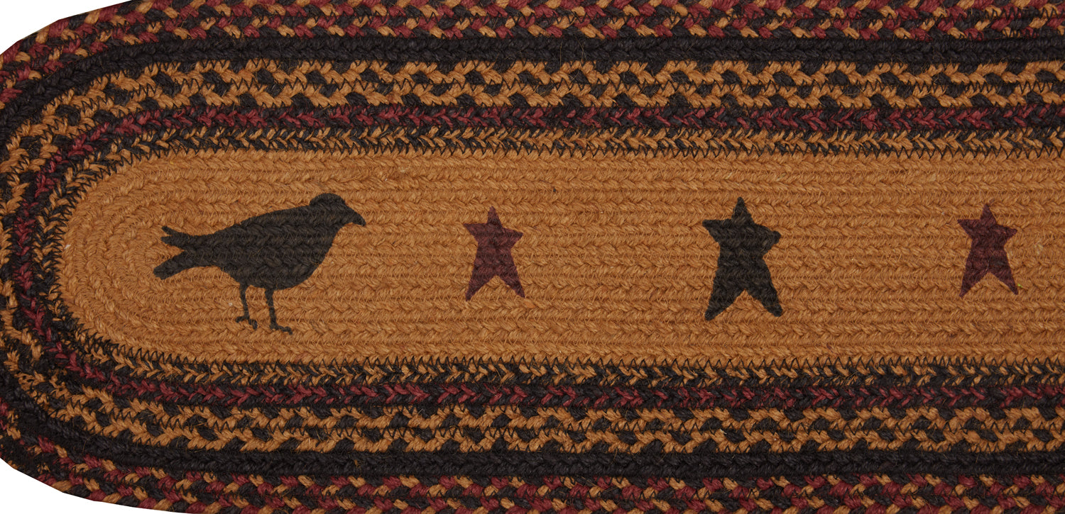 Primitive Stair Tread Rug 8.5x27 Heritage Farms Crow Jute No Slip Blac ...