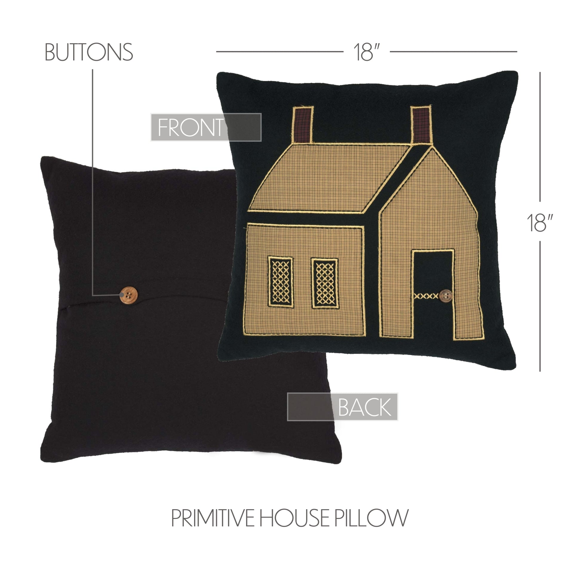 Primitive House Pillow 18x18