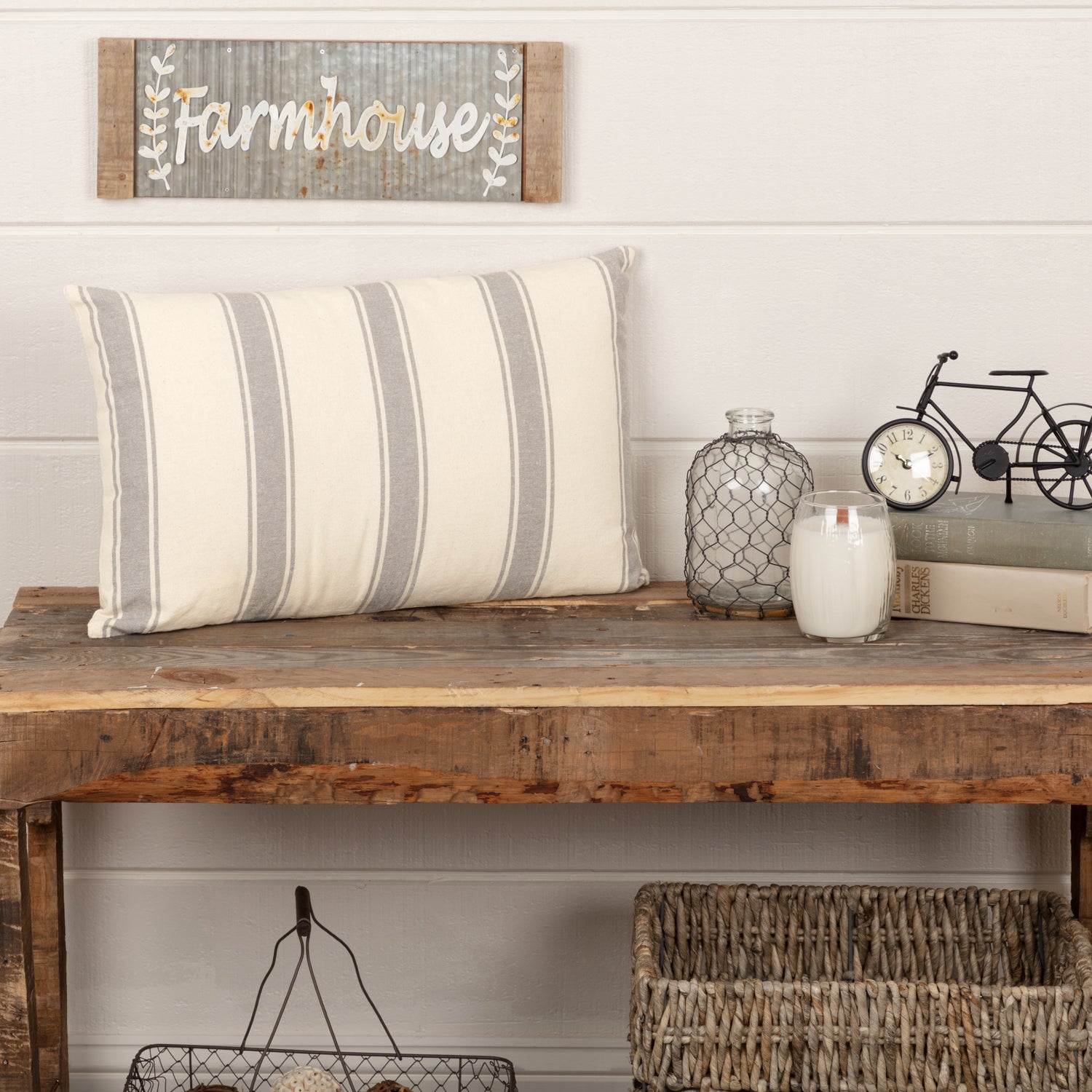VHC Brands Grace Fabric Pillow - Thumbnail 2
