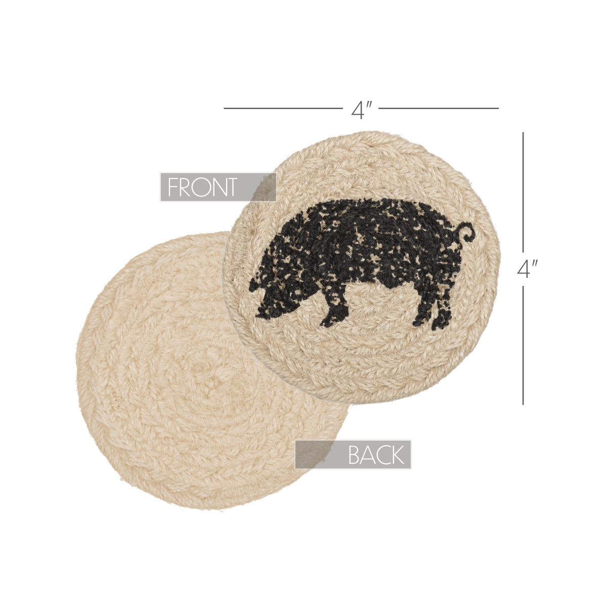 45805-Sawyer-Mill-Charcoal-Pig-Jute-Coaster-Set-of-6-image-1