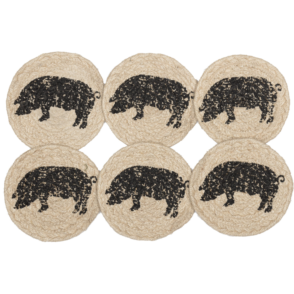 45805-Sawyer-Mill-Charcoal-Pig-Jute-Coaster-Set-of-6-image-4