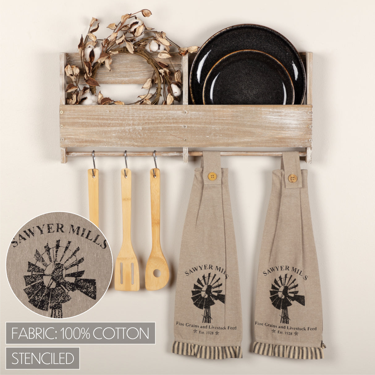 45879-Sawyer-Mill-Charcoal-Windmill-Button-Loop-Kitchen-Towel-Set-of-2-image-2