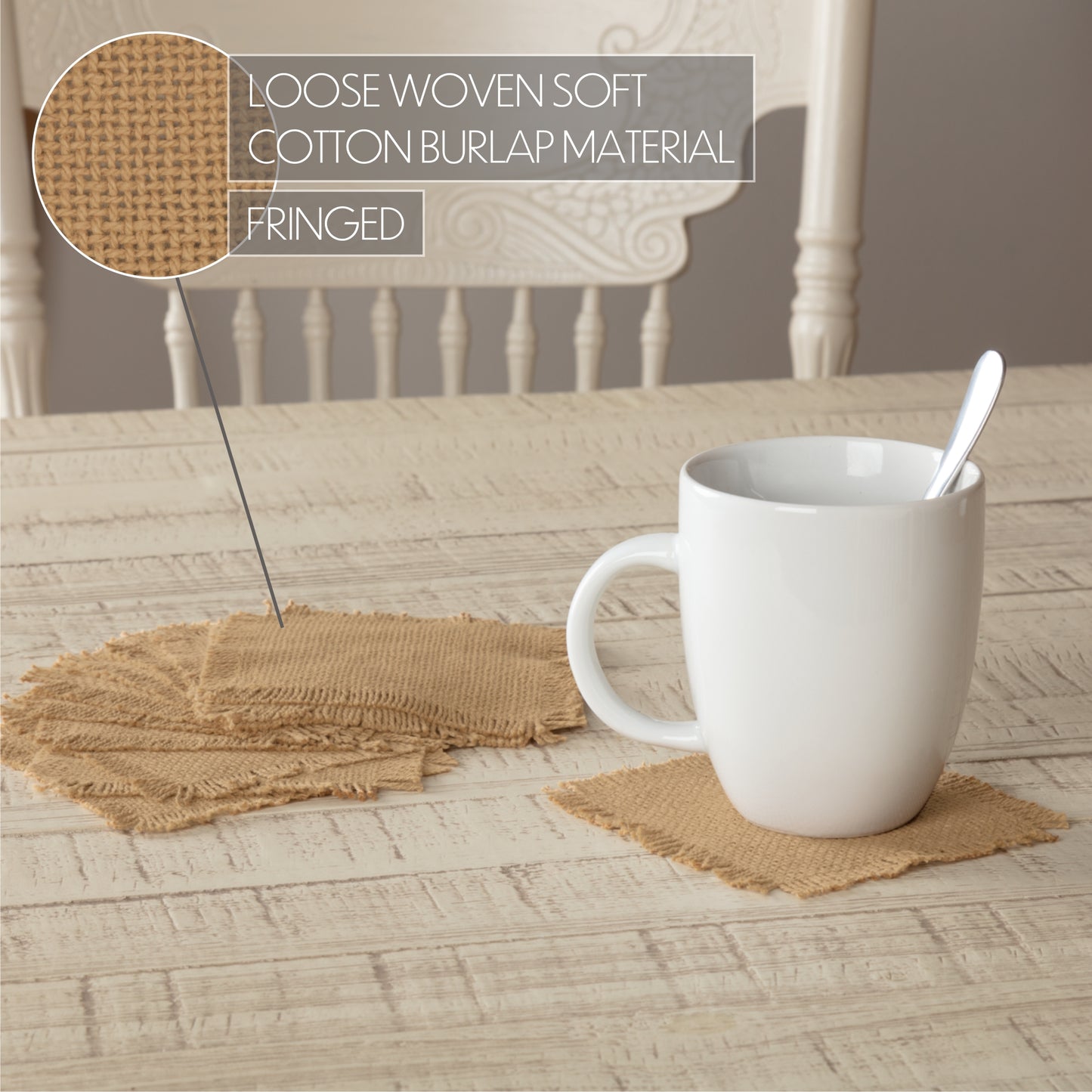 51162-Burlap-Natural-Coaster-Set-of-12-Fringed-4x4-image-2