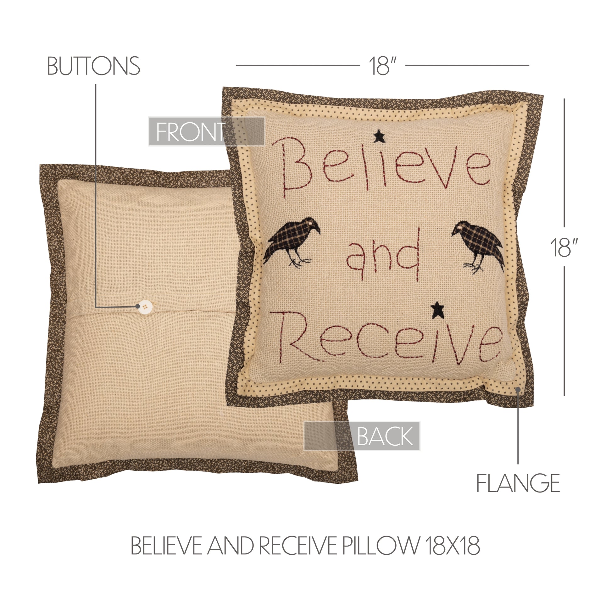 Kettle Grove Believe and Receive Pillow 18x18