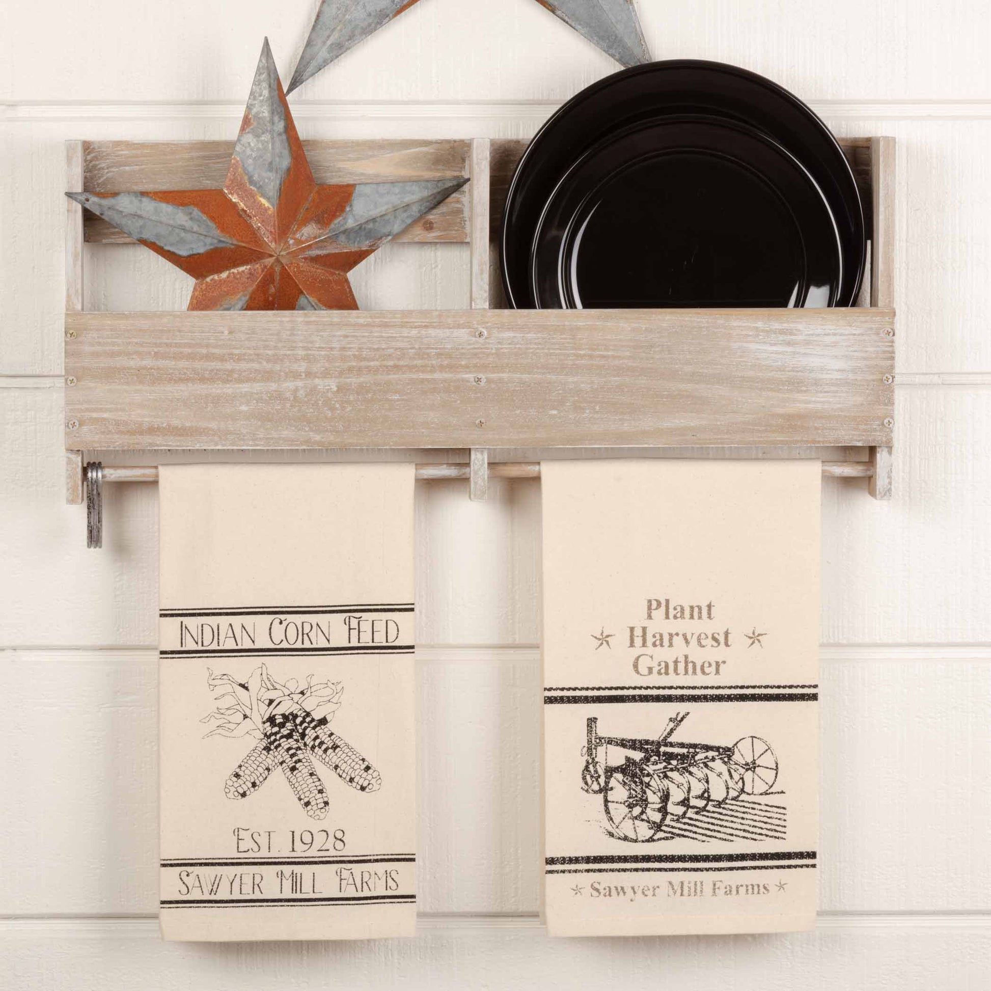 Farmhouse Kitchen Tea Towel Set of 2 19x28 Plow Sawyer Mill Charcoal V –  VHC Brands Home Decor