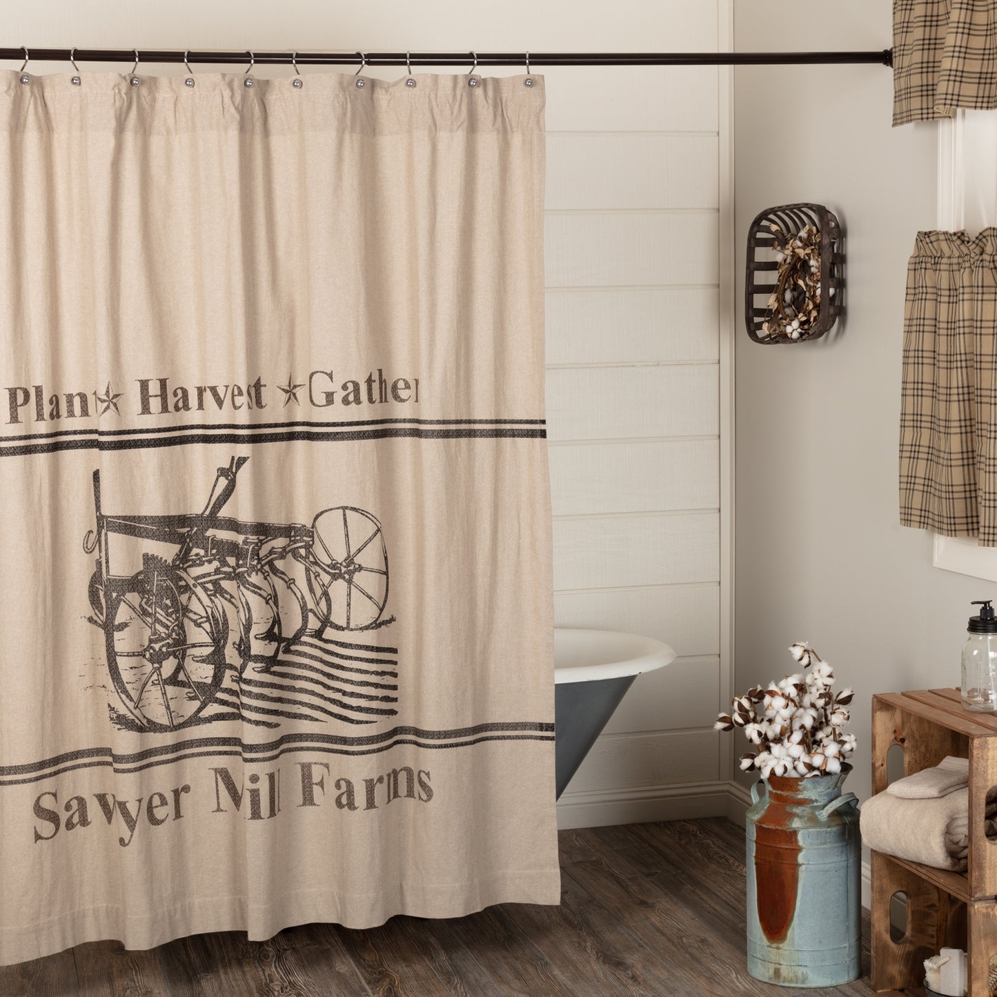 Rustic Shower Curtain, Farmhouse Shower Curtain, Farm Country Weed