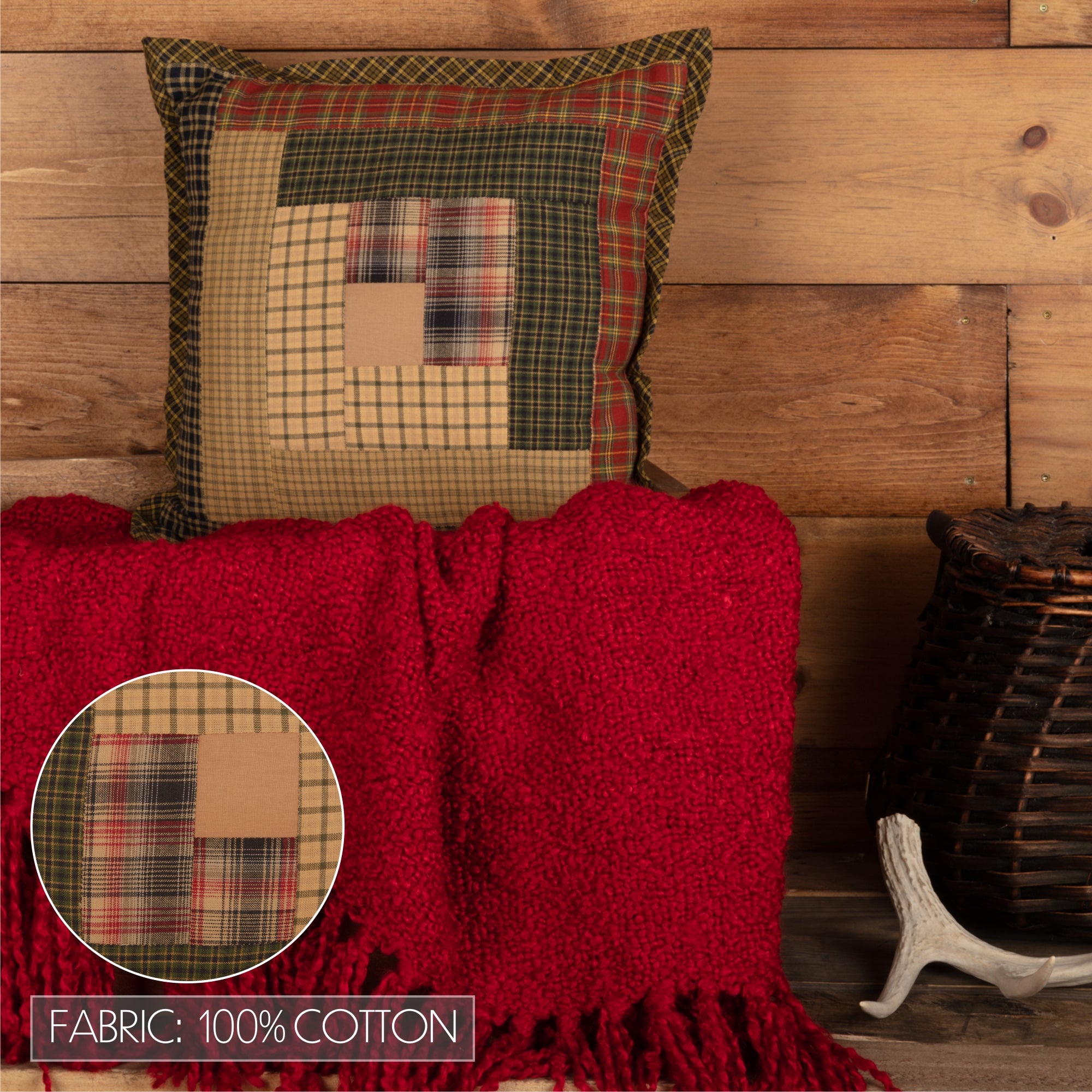 Red throw blanket online and pillows