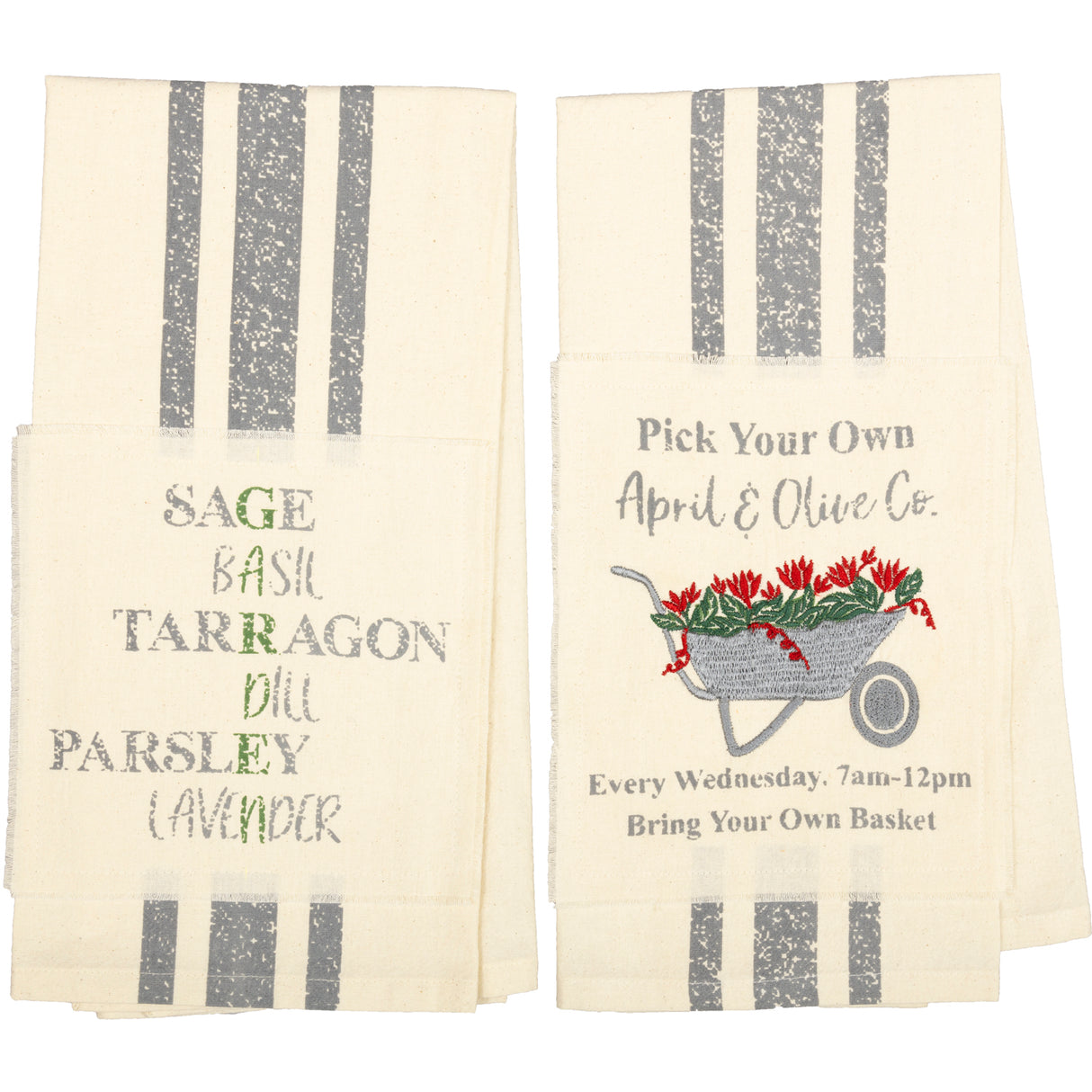 62988-Farmer-s-Market-Garden-Wheelbarrow-Unbleached-Natural-Muslin-Tea-Towel-Set-of-2-Wheelbarrow-Herbs-image-2