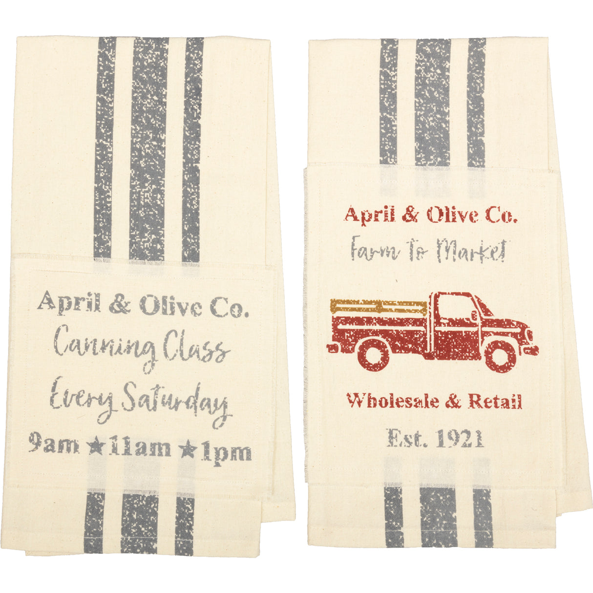 62989-Farmer-s-Market-Delivery-Truck-Unbleached-Natural-Muslin-Tea-Towel-Set-of-2-Truck-Canning-image-2