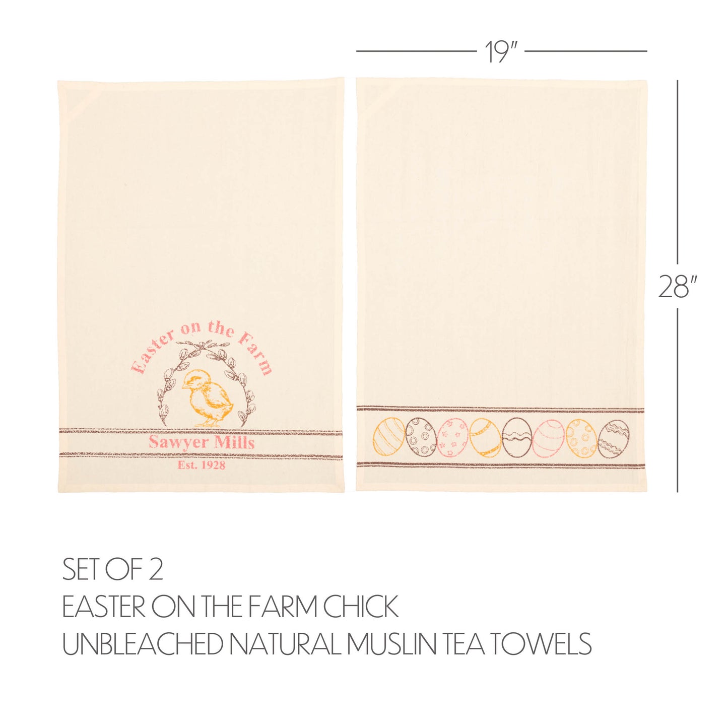 63026-Sawyer-Mill-Easter-on-the-Farm-Chick-Unbleached-Natural-Muslin-Tea-Towel-Set-of-2-19x28-image-1