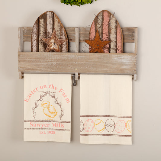 Sawyer Mill Button Loop Kitchen Towel Set - Pig - Retro Barn Country Linens