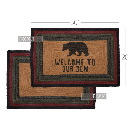 70596-Wyatt-Stenciled-Bear-Jute-Rug-Rect-Welcome-to-Our-Den-w-Pad-20x30-image-2