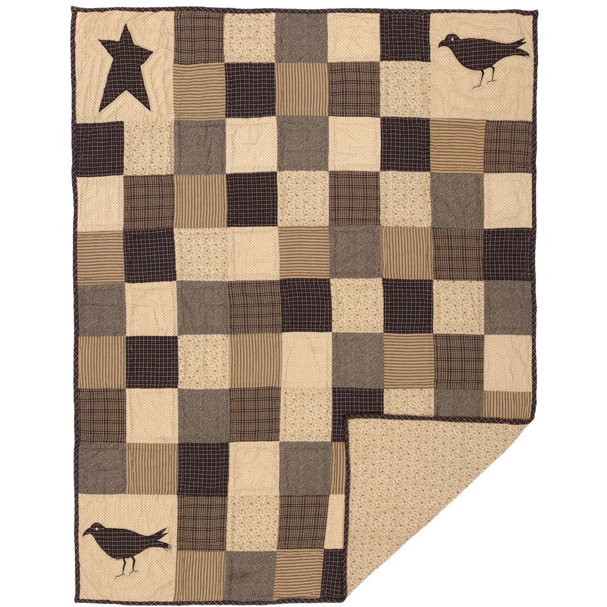 7197-Kettle-Grove-Applique-Crow-and-Star-Quilted-Throw-60x50-image-4