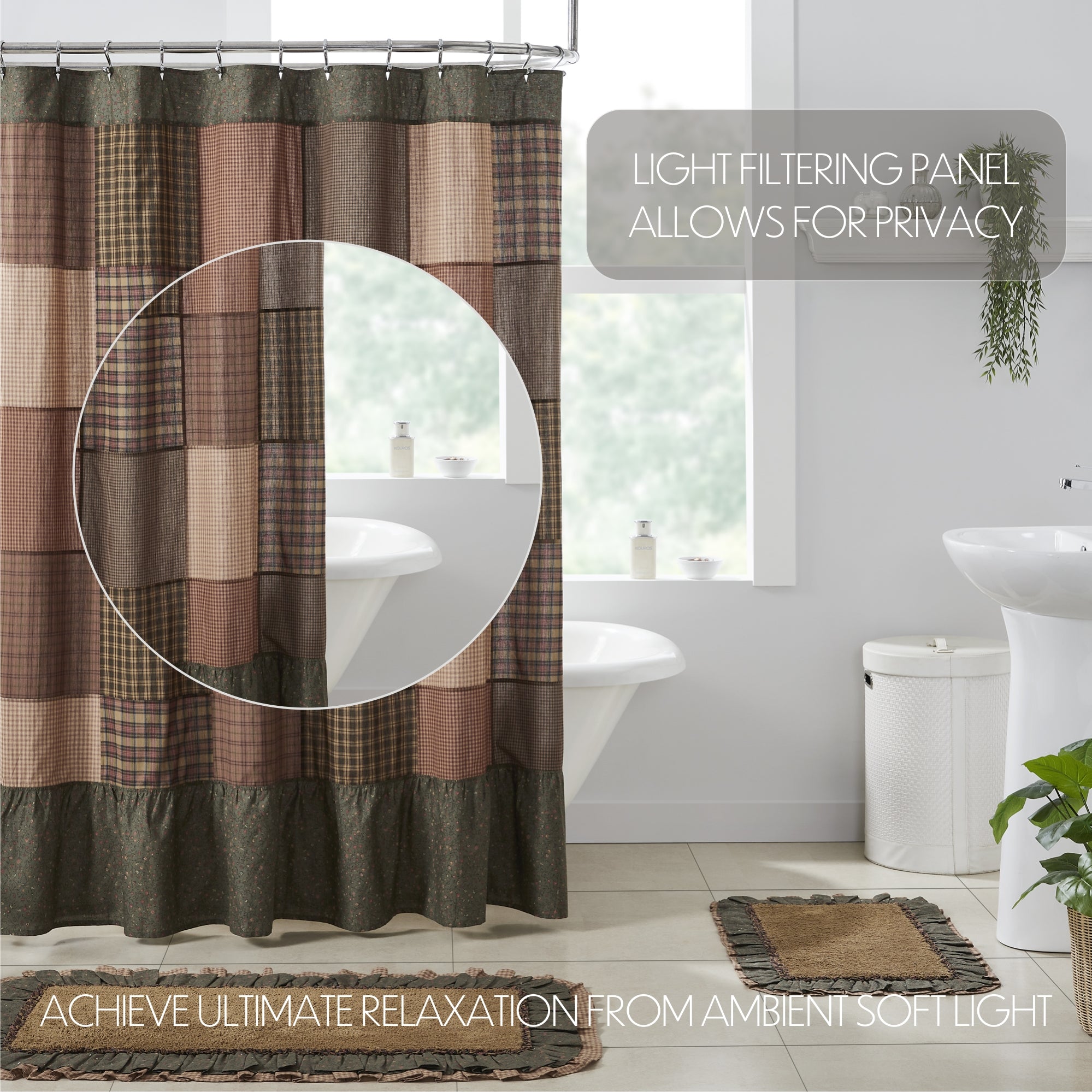 Green and shop tan shower curtain