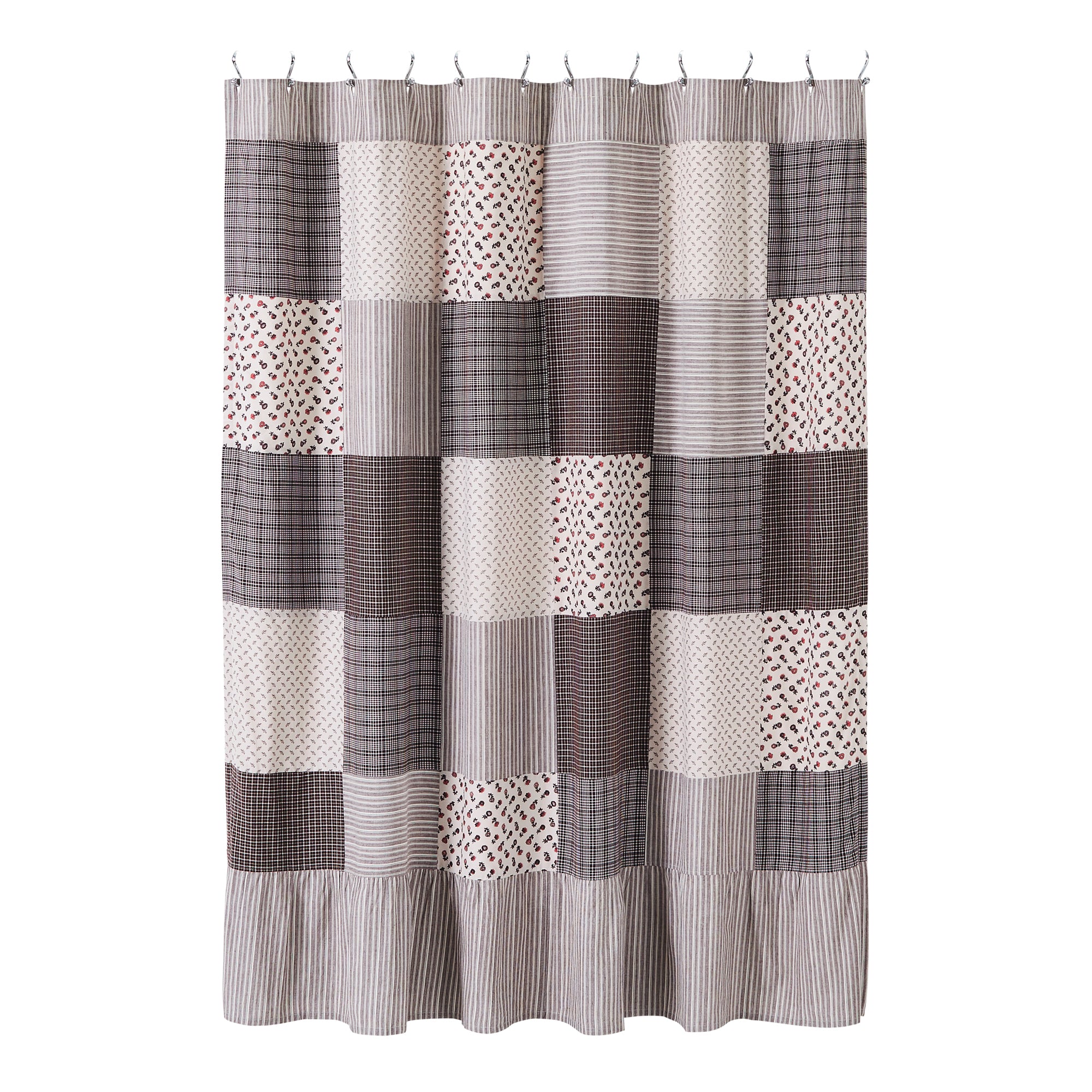VHC Brands Florette Patchwork Shower Curtain - Thumbnail 4