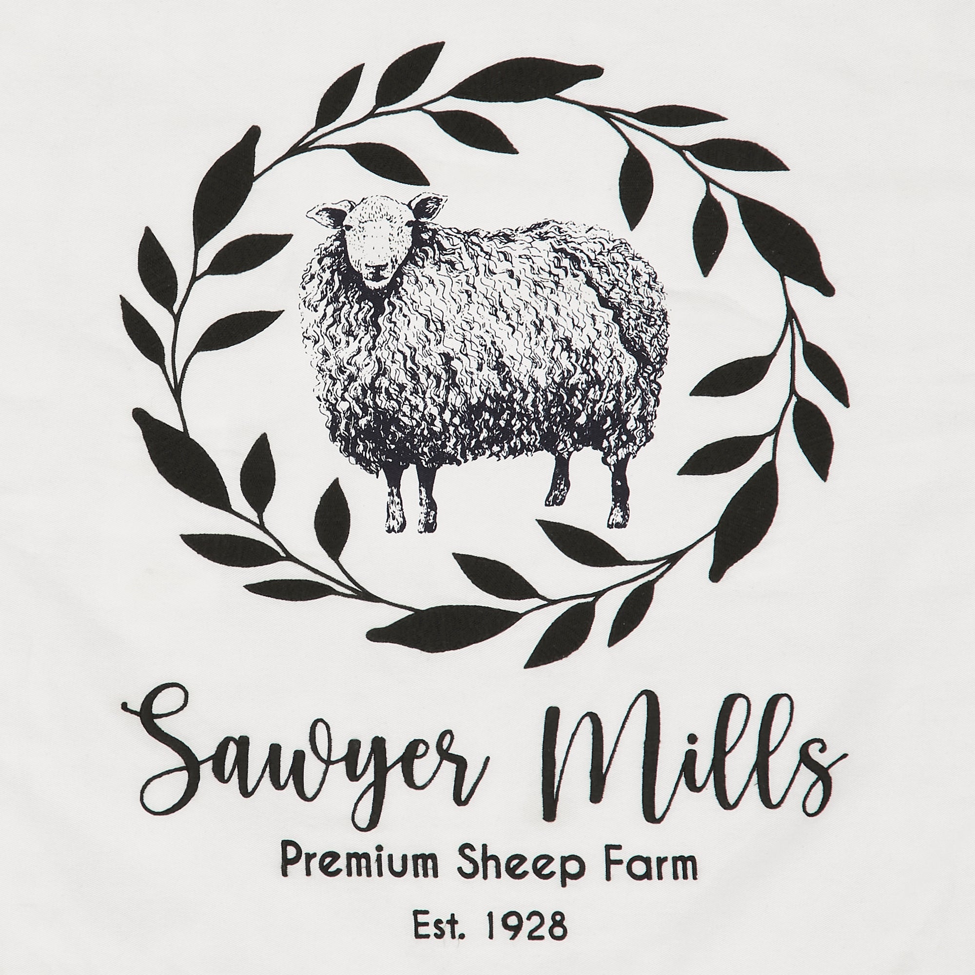 Farmhouse Throw Pillow Cover 18x18 Sheep Sawyer Mill Black White