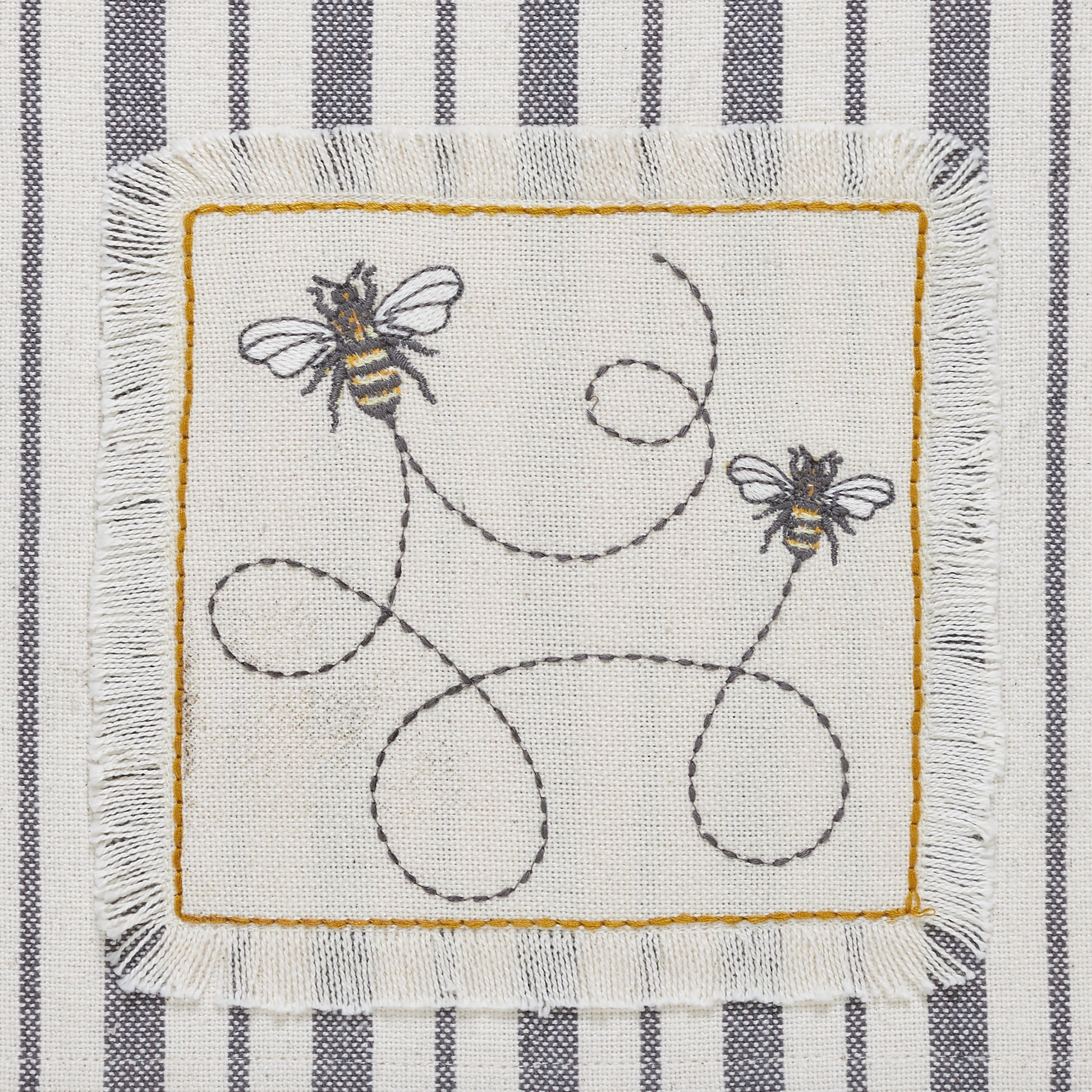 Embroidered Bee Tea Towel Set of 4 19x28