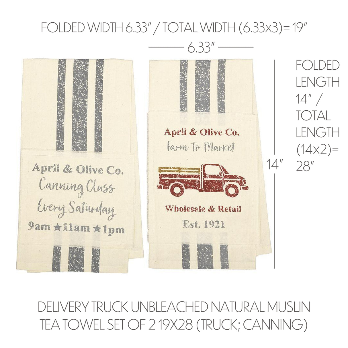 62989-Farmers-Market-Delivery-Truck-Unbleached-Natural-Muslin-Tea-Towel-Set-of-2-Truck-Canning-image