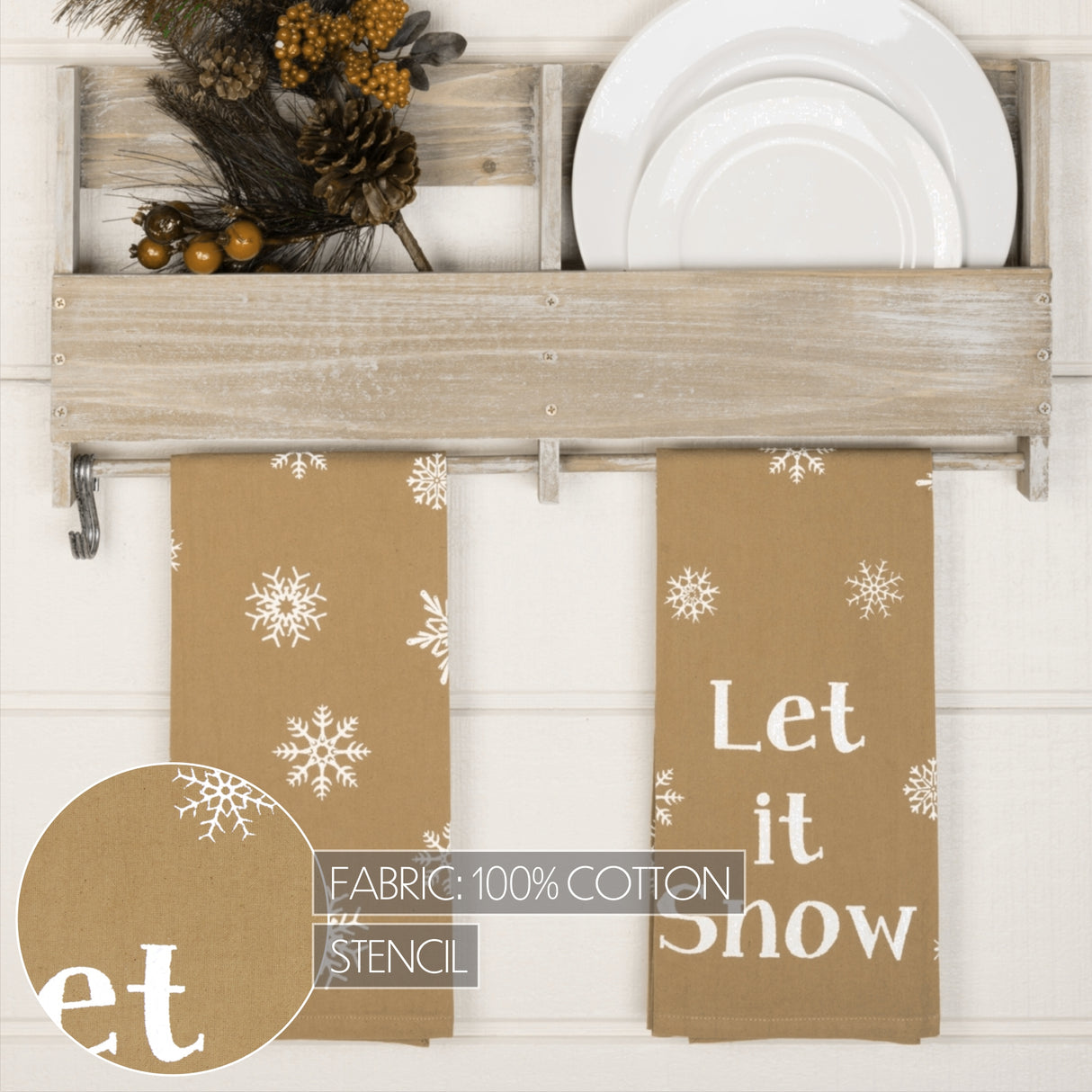 57389-Snowflake-Burlap-Natural-Let-It-Snow-Tea-Towel-Set-of-2-19x28-image