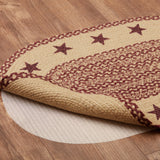 69693-Burgundy-Tan-Jute-Rug-Oval-Stencil-Stars-w-Pad-20x30-image-6