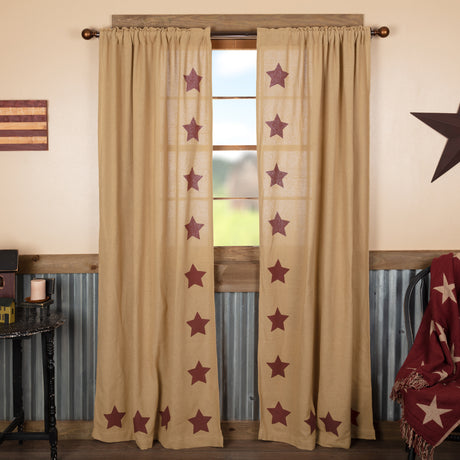 25913-Burlap-w-Burgundy-Stencil-Stars-Panel-Set-of-2-84x40-image-1