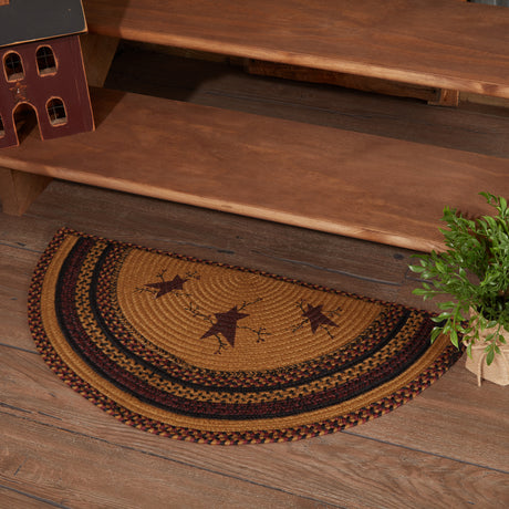 69584-Heritage-Farms-Star-and-Pip-Jute-Rug-Half-Circle-w-Pad-16.5x33-image-1