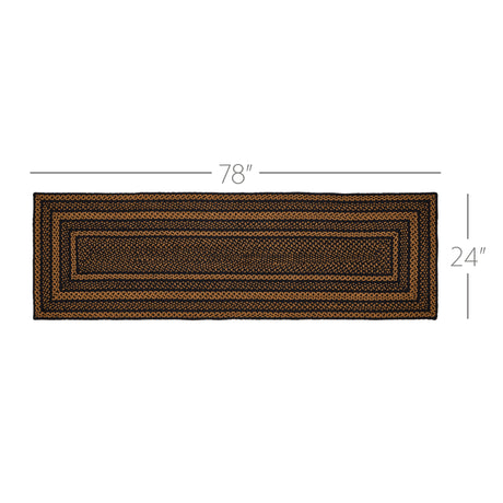 81324-Black-Tan-Jute-Rug-Runner-Rect-w-Pad-24x78-image-1