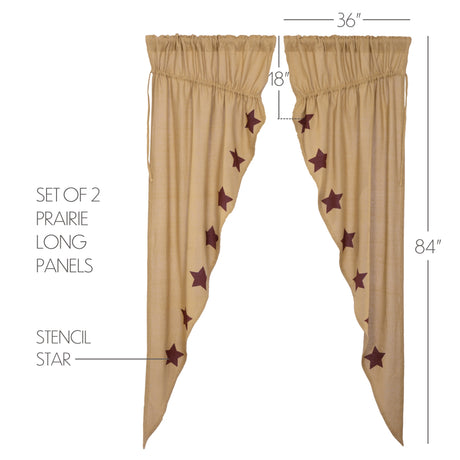 51178-Burlap-W-Burgundy-Stencil-Stars-Prairie-Long-Panel-Set-of-2-84x36x18-image-4