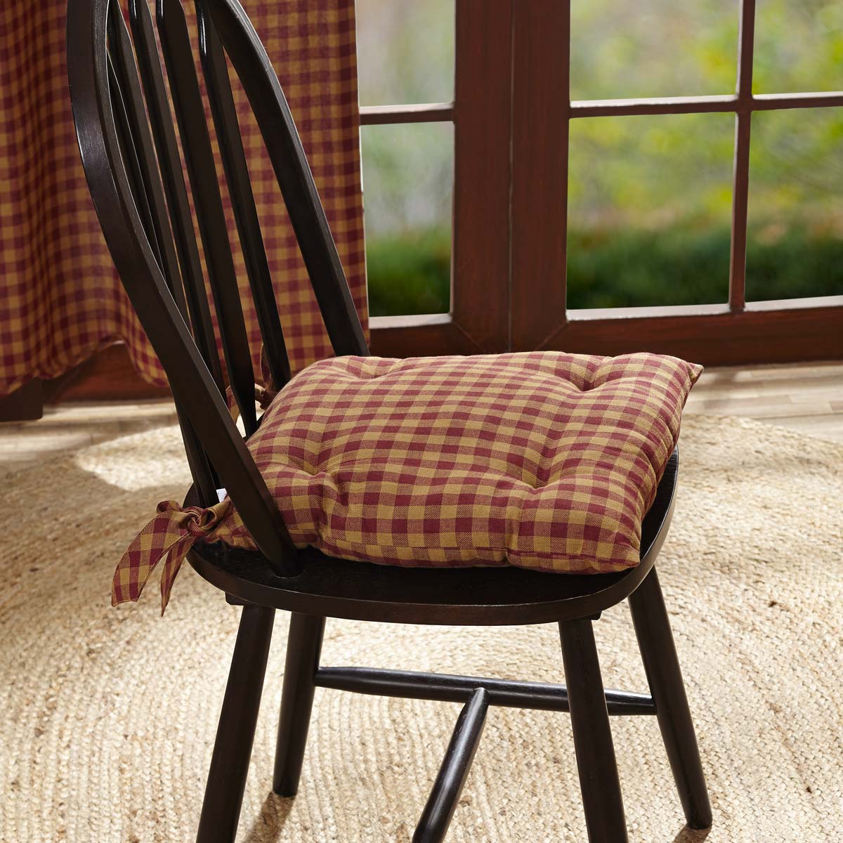 Primitive Chair Pad Country Check Seat Cushion VHC Brands VHC